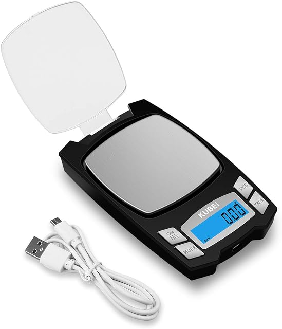 KUBEI USB Rechargeable Digital Pocket Scale 500g/0.01g, Mini Electronic Jewelry Scale, Portable Food Scale Jewelry Gram Scale, Small Milligram Scale with LCD Display