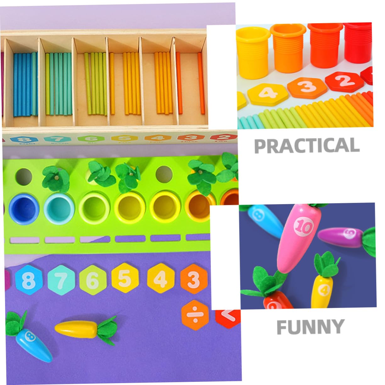 POPETPOP Juguetes para Contar De Bloques para Clasificar Números Juguete De Madera para Preescolar Cognitivo Años Carote para Aprendizaje Interactivo