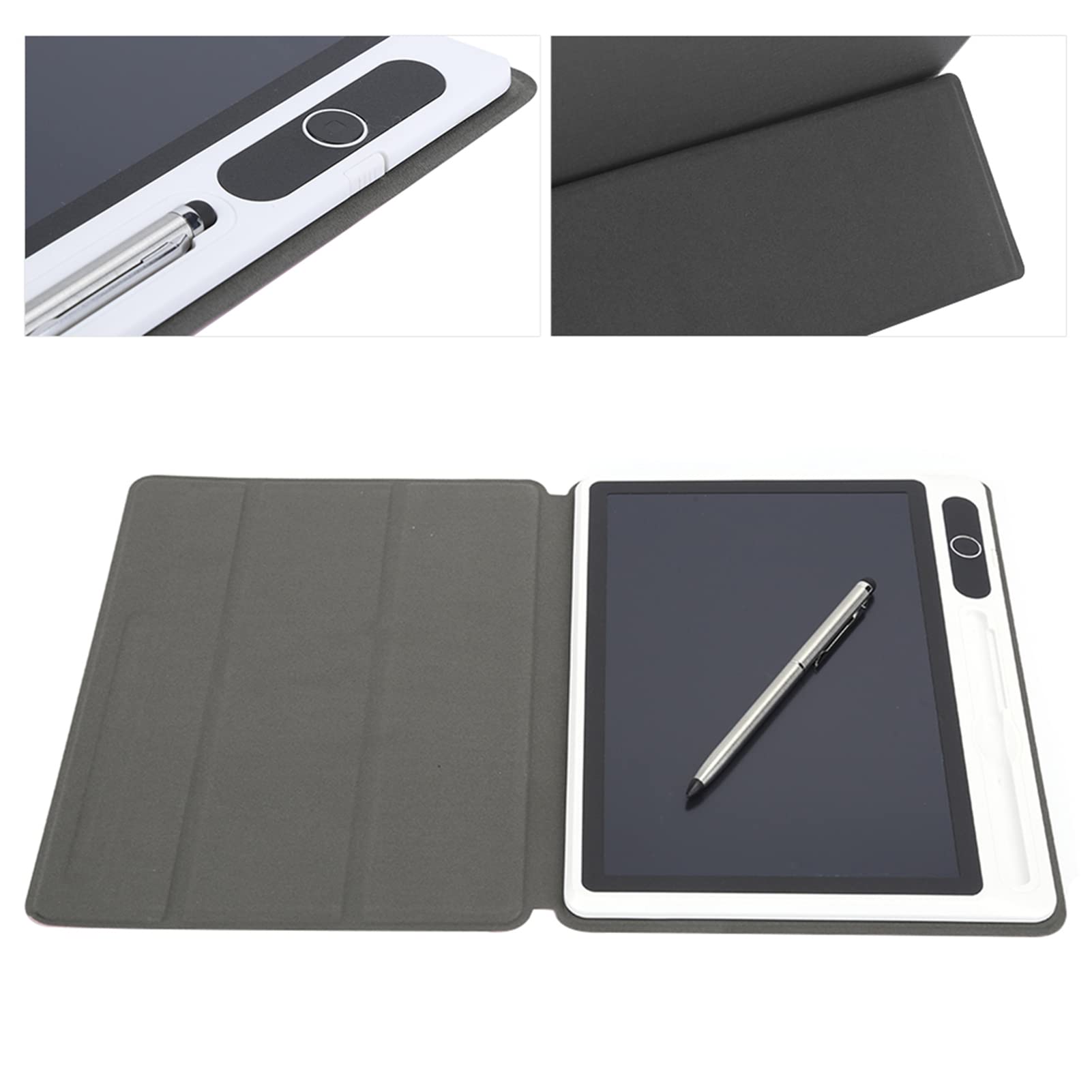 LCD Writing Tablet, Doodle Scribbler Pad Flexible and Bright Drawing Board for Business Supplies, with Hand Painting Tool (Black (with leather case)) — view 8