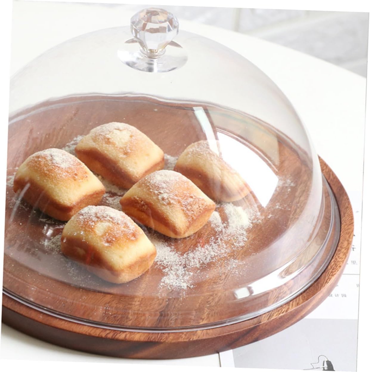 VALICLUD Acrylic Cake Display Tray with Lid Round Dessert Dish for Bakery Food-Safe Pastry Serving Plate for Parties and Events