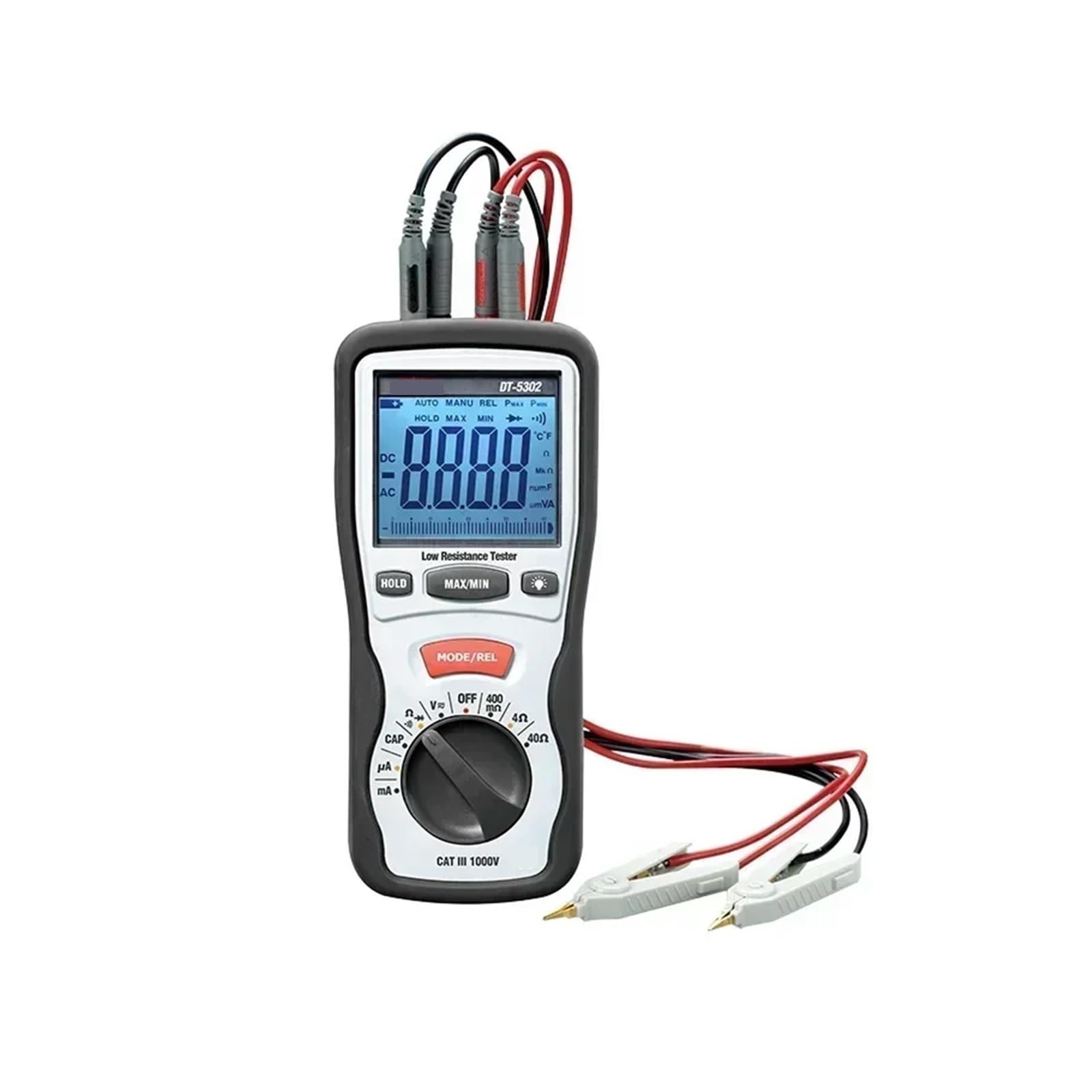 Probador Megger Probador digital de resistencia aislamiento DT-5302 con alta precisión, puesta a tierra profesional, cuatro cables baja