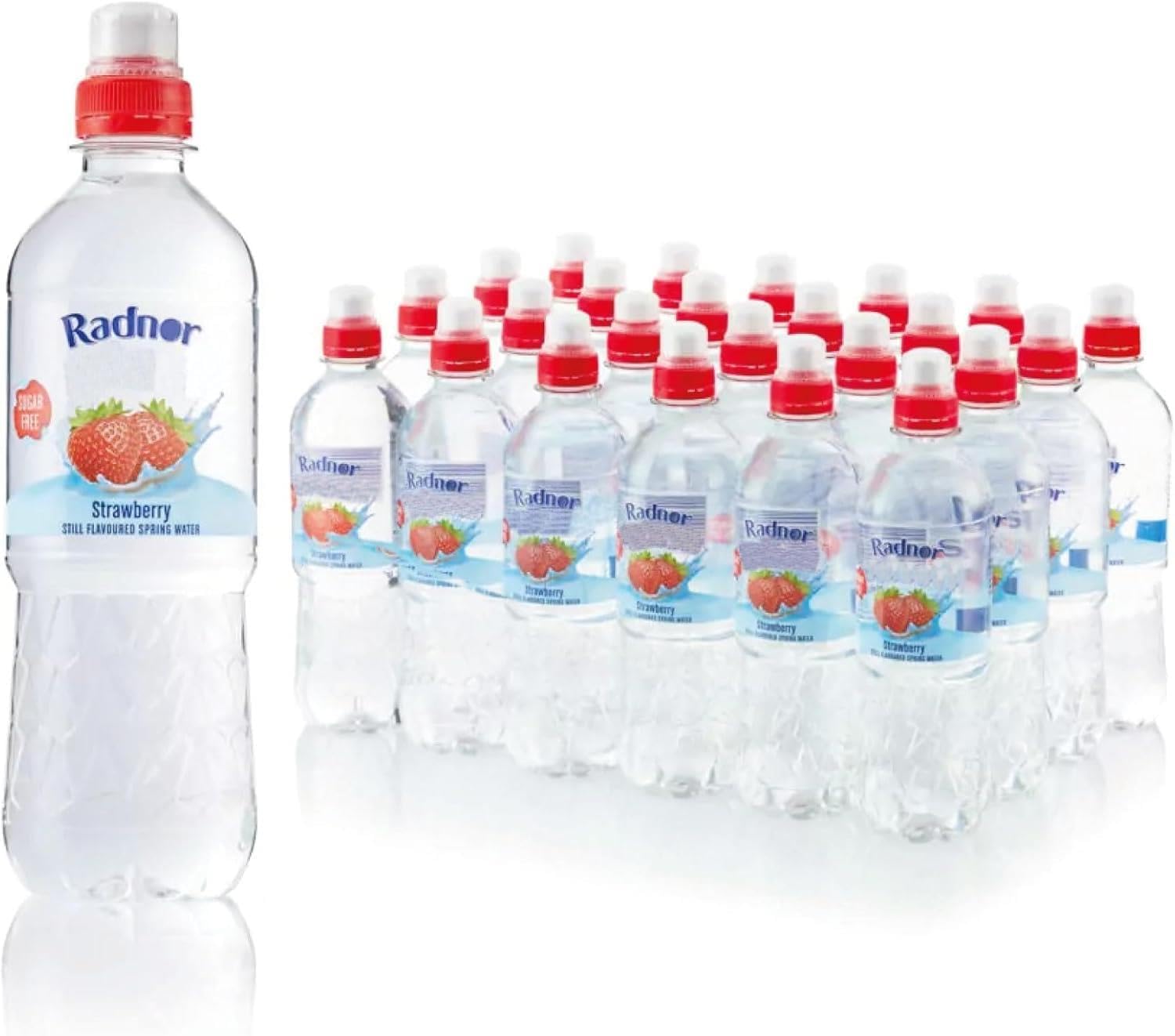 Radnor Splash Strawberry Sugar Free Flavoured Water – 500ml (Pack of 24) | Still Welsh Spring Water | Zero Sugar & Zero Calories | Naturally Flavoured Refreshment