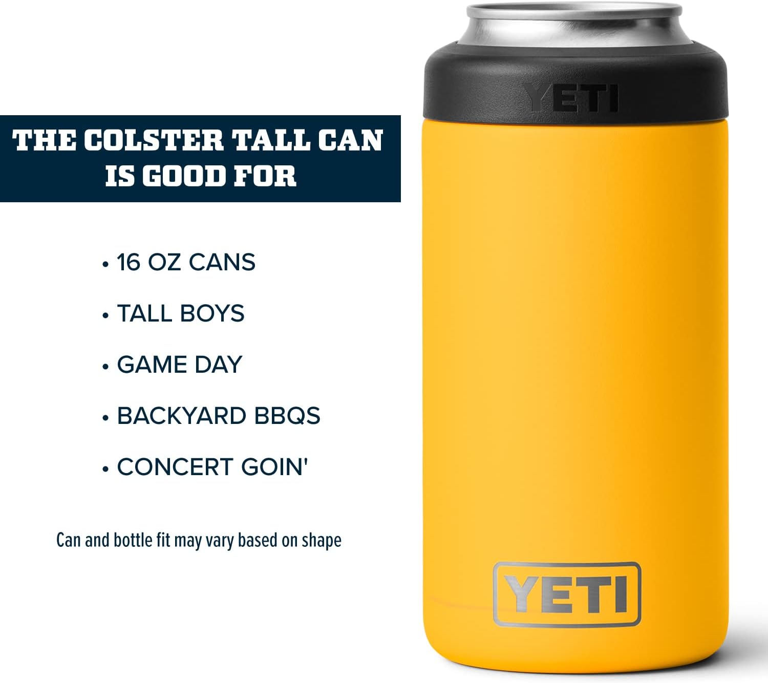 YETI Rambler 16 oz. Colster Tall Can Insulator for Tallboys & 16 oz. Cans, Alpine Yellow