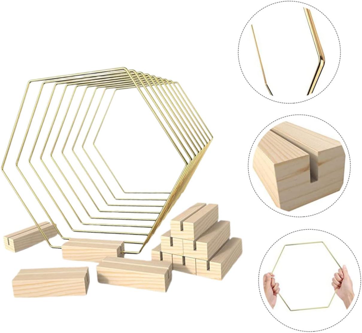 BESTYASH 10pcs Metal Hexagon Floral with Base for DIY Craft Wreaths Wedding Centerpieces and Party Decorations for Floral Arrangements and Modern Table Decor