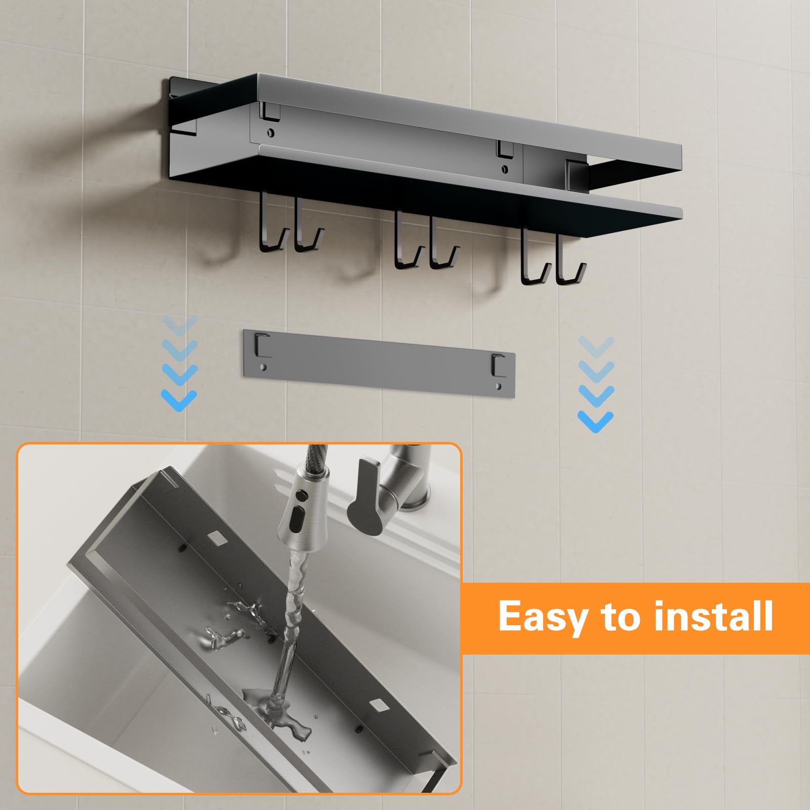 Hangend kruidenrek voor aan de muur zonder boren - Kruidenorganizer met