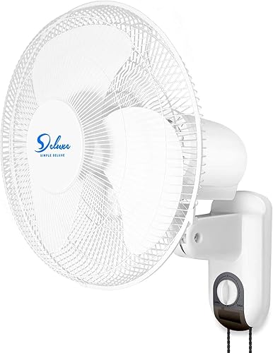 Miniatura 2 de HealSmart Ventiladores digitales de montaje en pared para el hogar de 16 pulgadas, inclinación ajustable, 90 grados, 3 ajustes de velocidad, 1