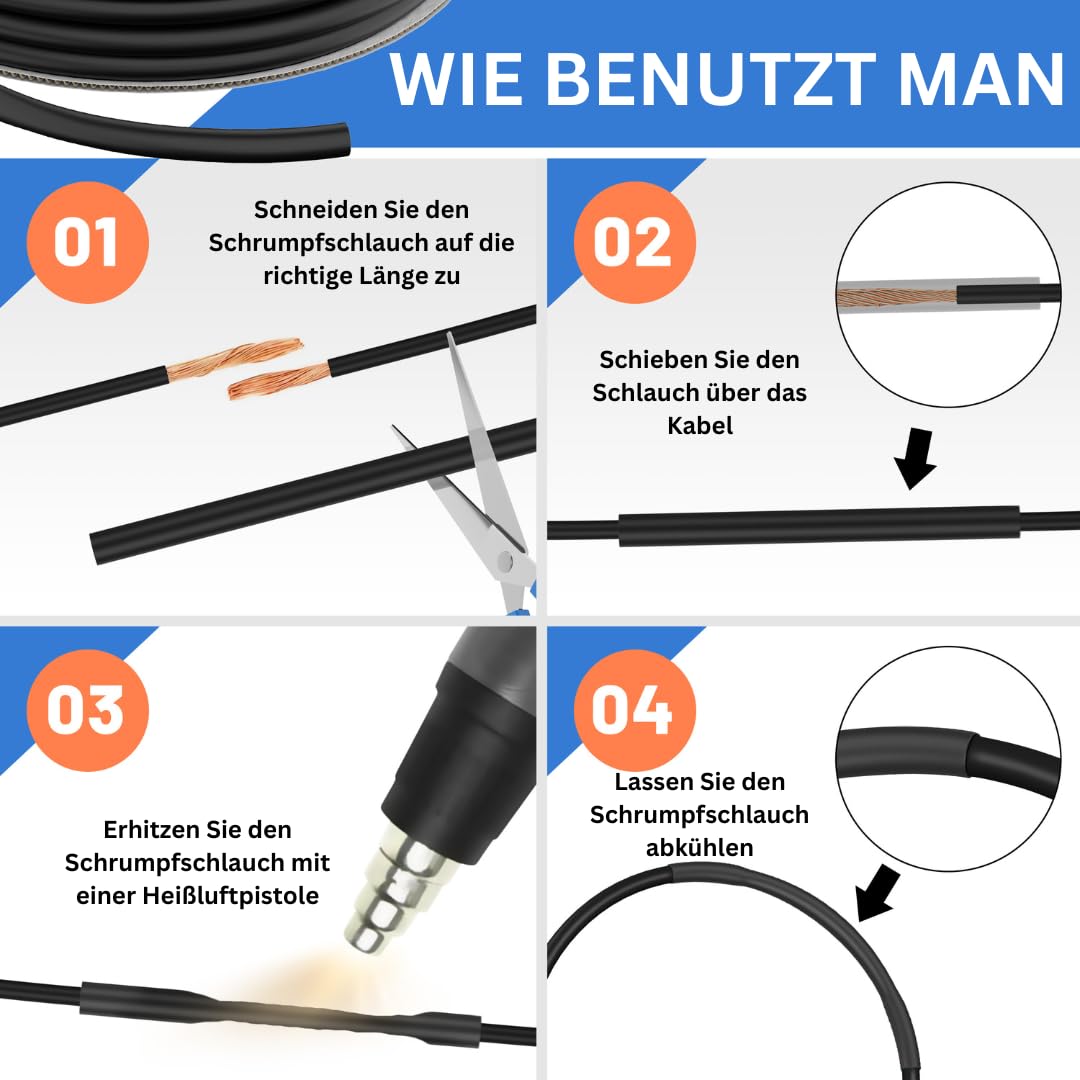 Schrumpfschlauch Mit Kleber – 50mm X 5m, Blau, PVC, 2 Rollen, Für Kabelisolierung & Batteriepacks