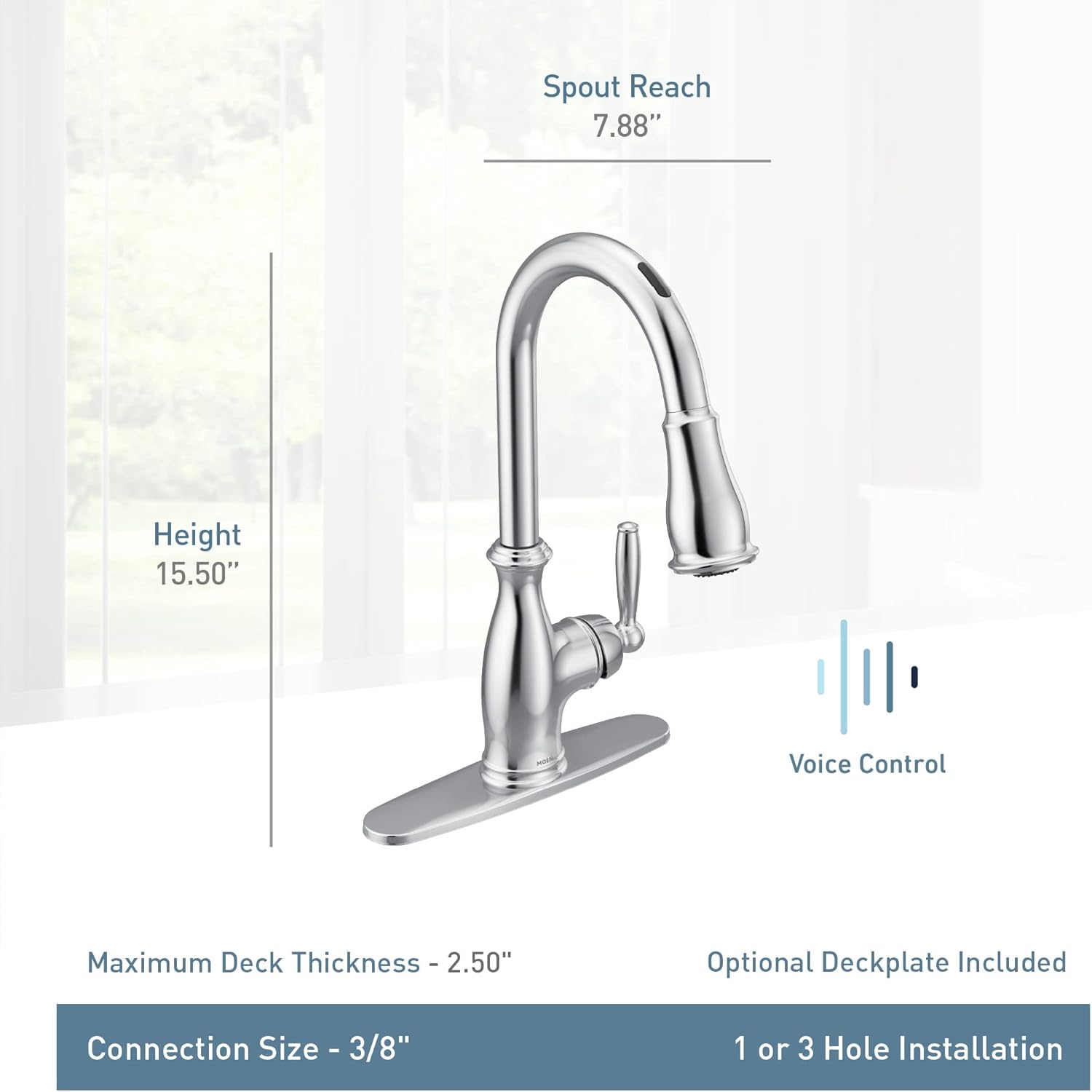 Best Seller Moen 7185EVC Brantford Smart Touchless Pull Down Sprayer Kitchen Faucet with Voice Control and Power Boost, Chrome Best Deal 🛒 Moen 7185EVC Brantford Smart Touchless Pull Down Sprayer Kitchen Faucet with Voice Control and Power Boost, Chrome