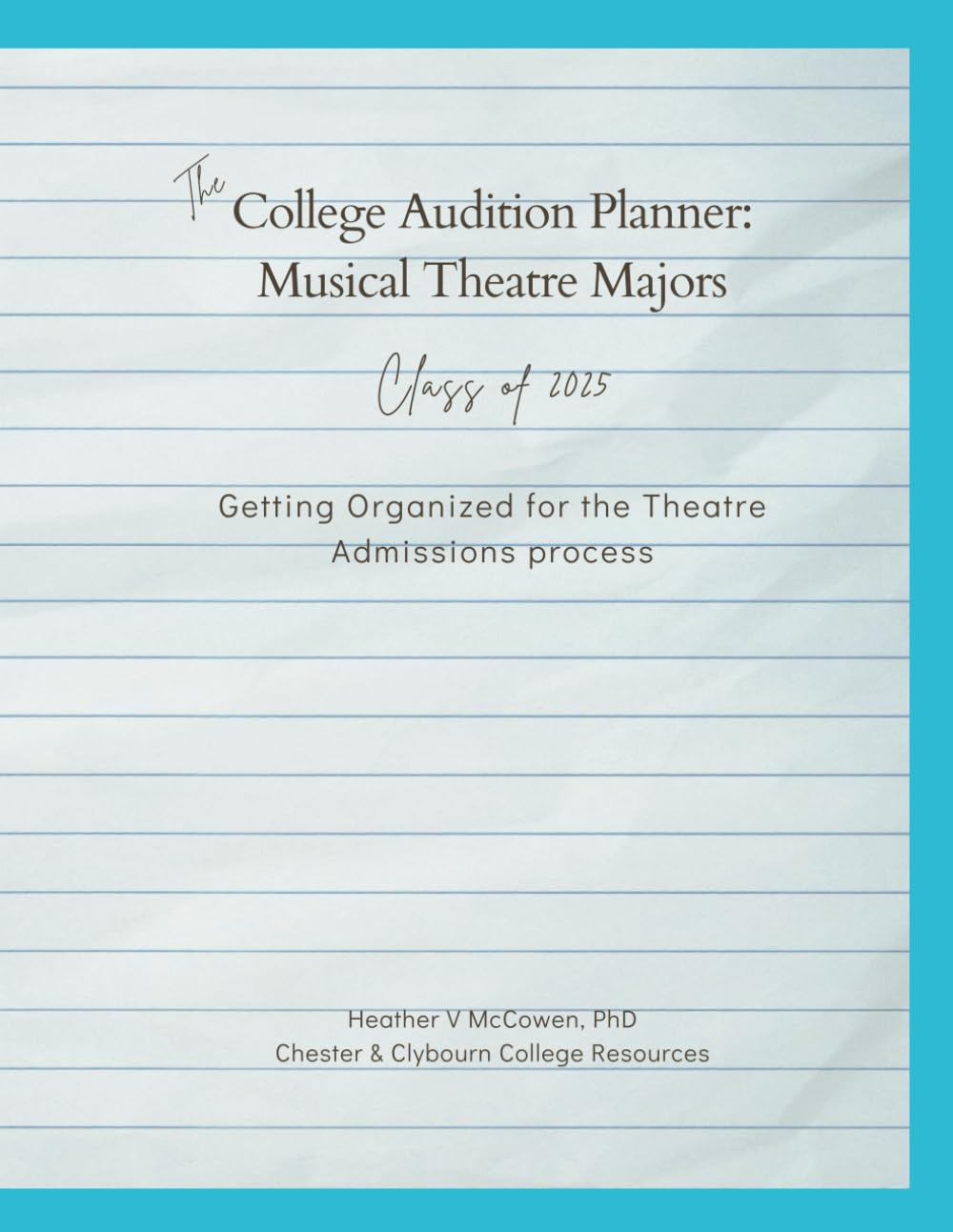Musical theatre college audition planner pour organiser les sélections d'écoles
