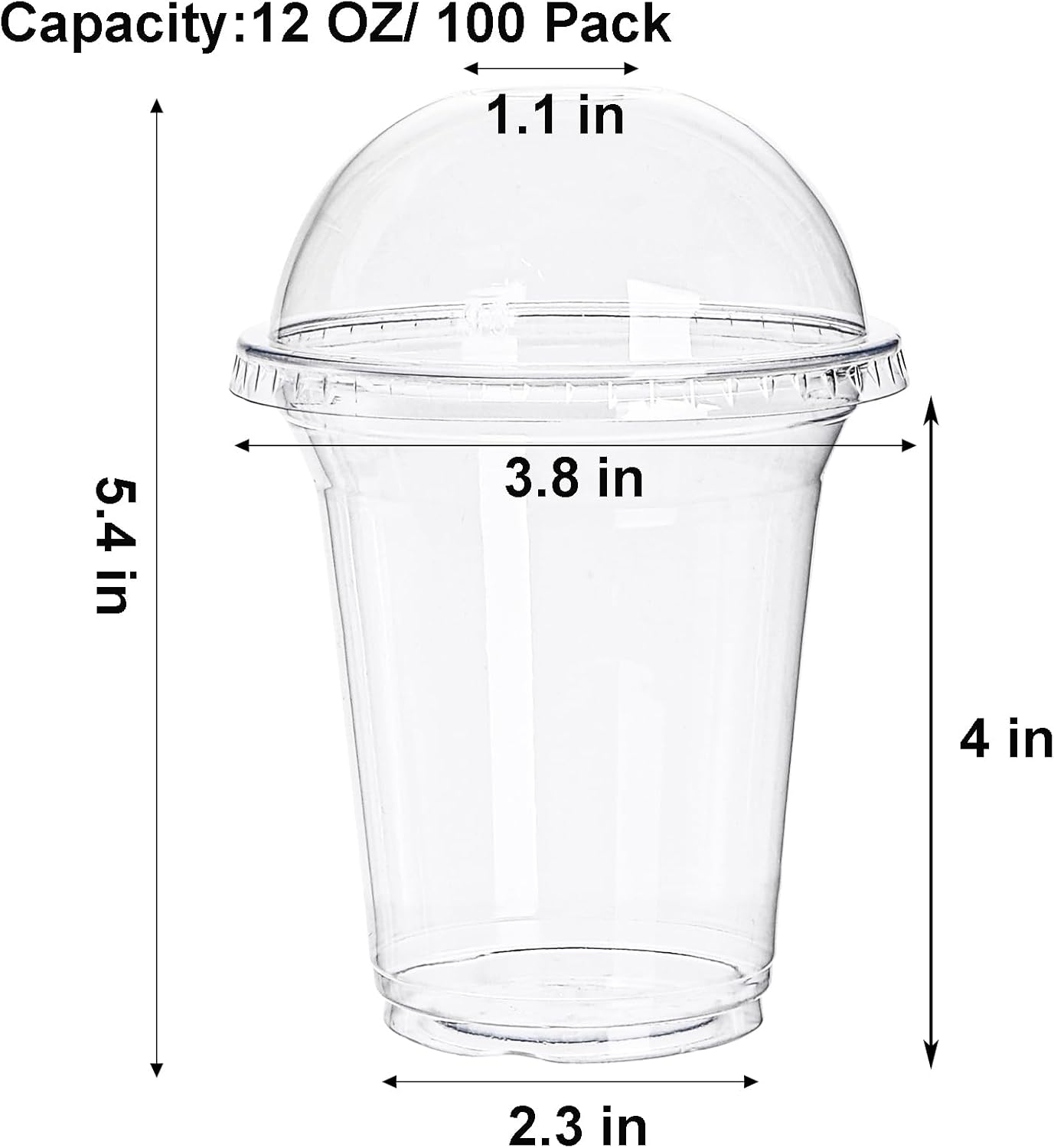 Okllen 100 Pack 12 oz Clear Plastic Cups with Dome Lids and Hole, Disposable Drinking Cups Milkshake Cups for Iced Coffee, Cold Drinks, Smoothie, Milkshake, Party - Image 2