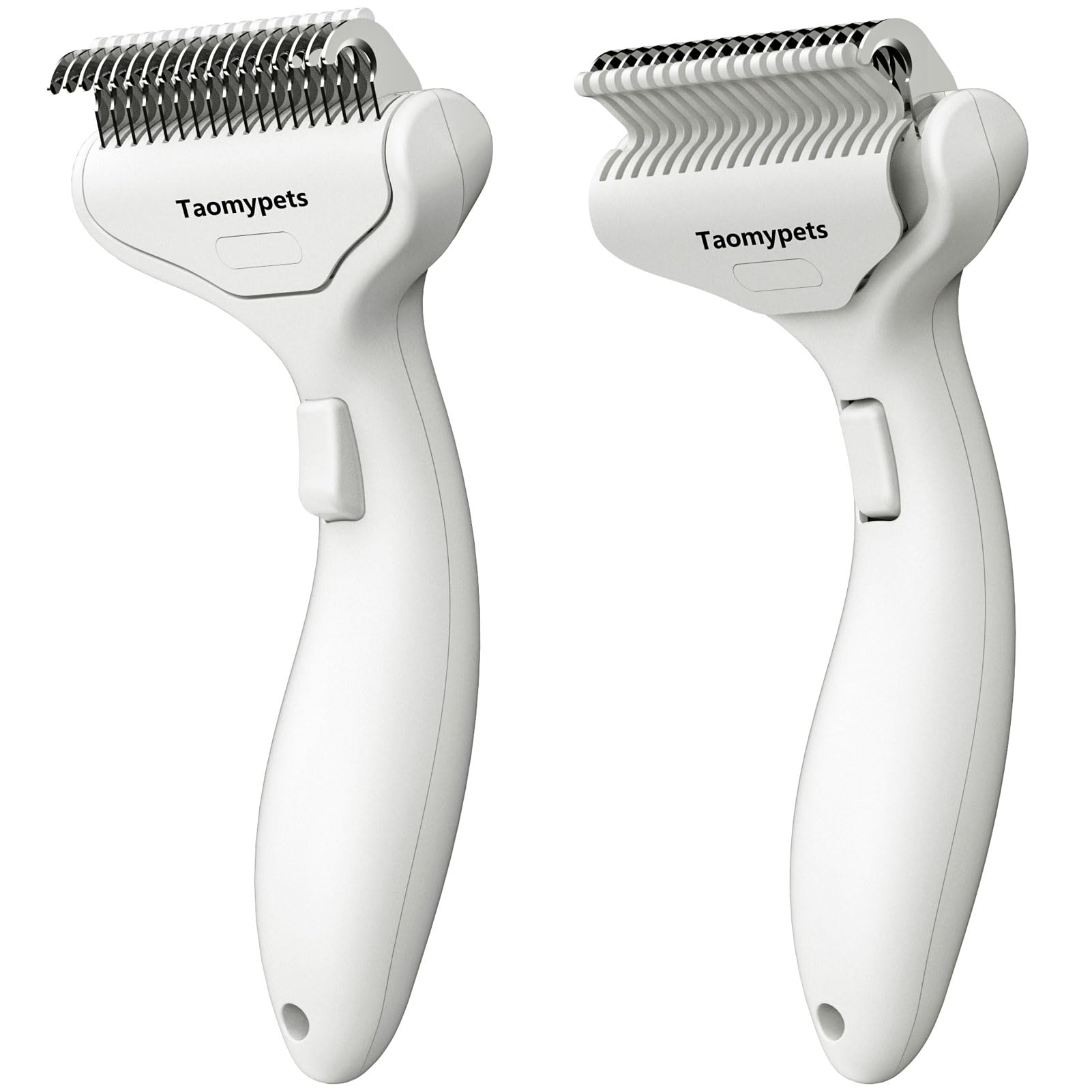 Taomypets Self Cleaning Grooming Rake Brush for Shedding Gently Removes Loose Undercoat Mats Tangled Deshedding Grooming Tool for Dogs Cats Extra Wide (White)