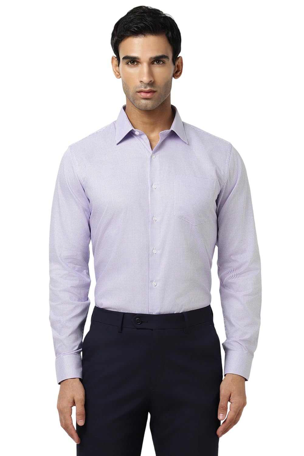 Van Heusen Men's Dress Shirt Fitted Poplin Solid, Lavender, 15.5" Neck 32"-33" Sleeve
