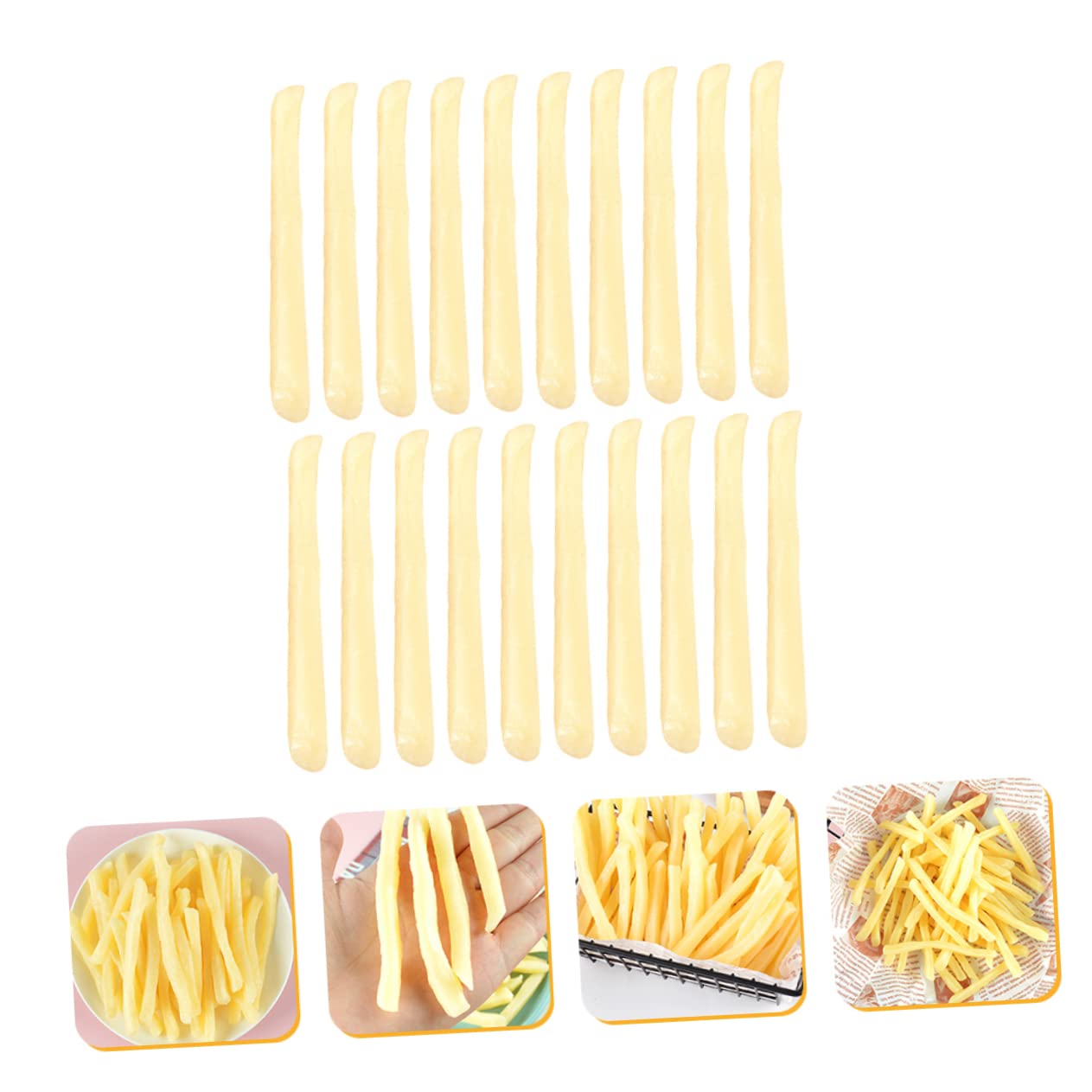 Hohopeti 20pcs Food Simulation French Fries Realistic Fake French Fries Model Props for Kitchen Decor Restaurant Display and Party Decoration Random