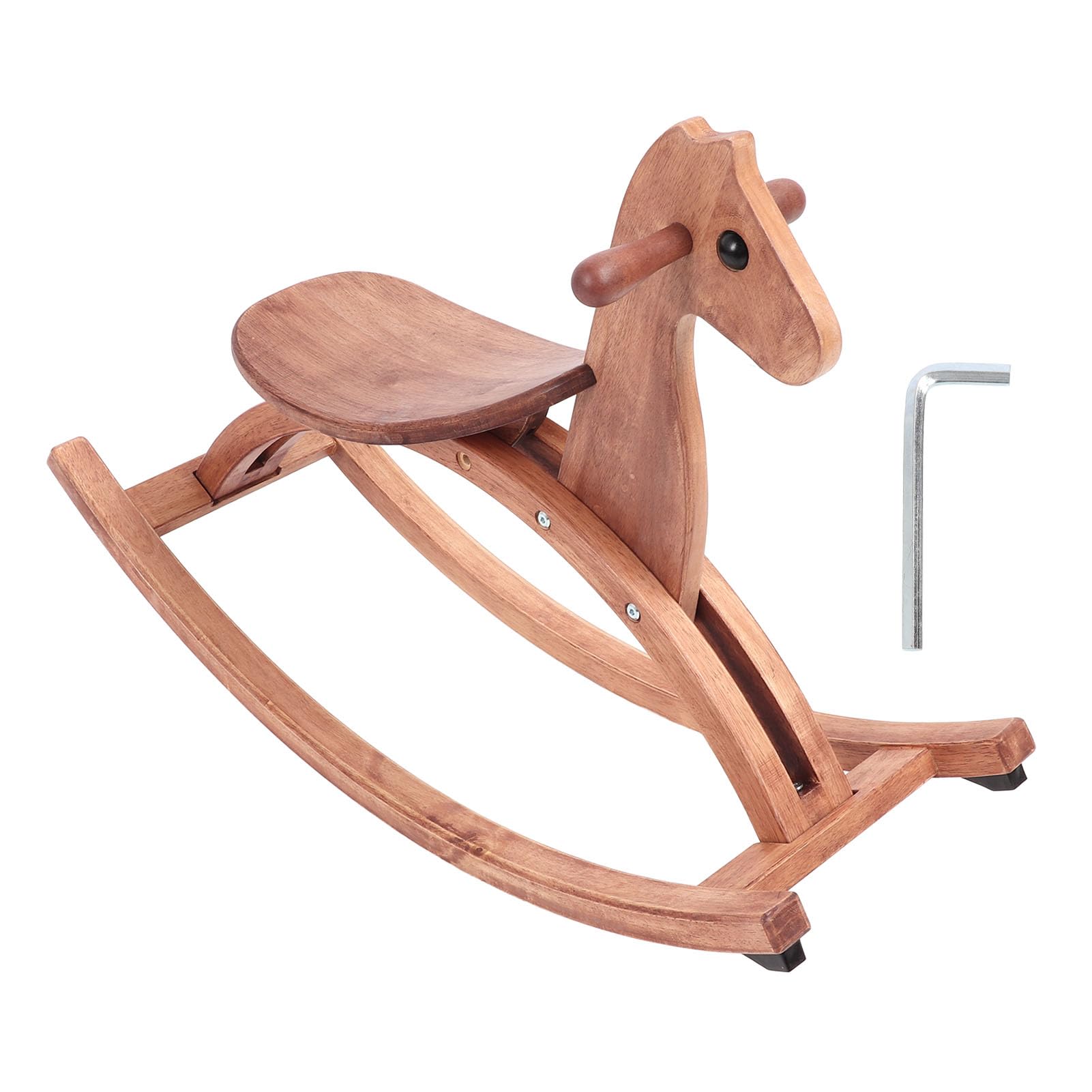 Caballo Mecedora, Paseo de Madera en Silla de Caballo Mecedora de Juguete para Interacción de Entretenimiento Diario (Color Madera de Nogal)