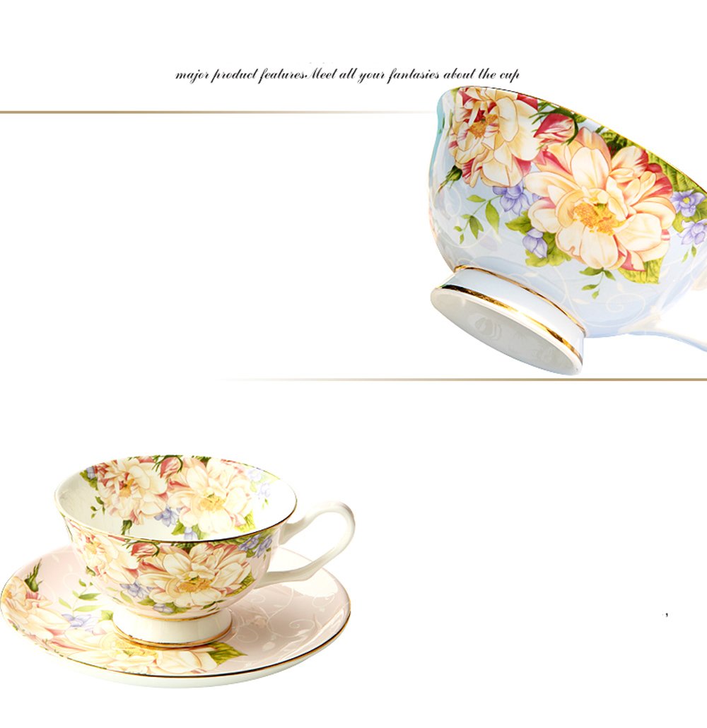 Bone China Tea Cups And Saucers Made In England Set Of 2 With Floral Design Tea Cups & Sets