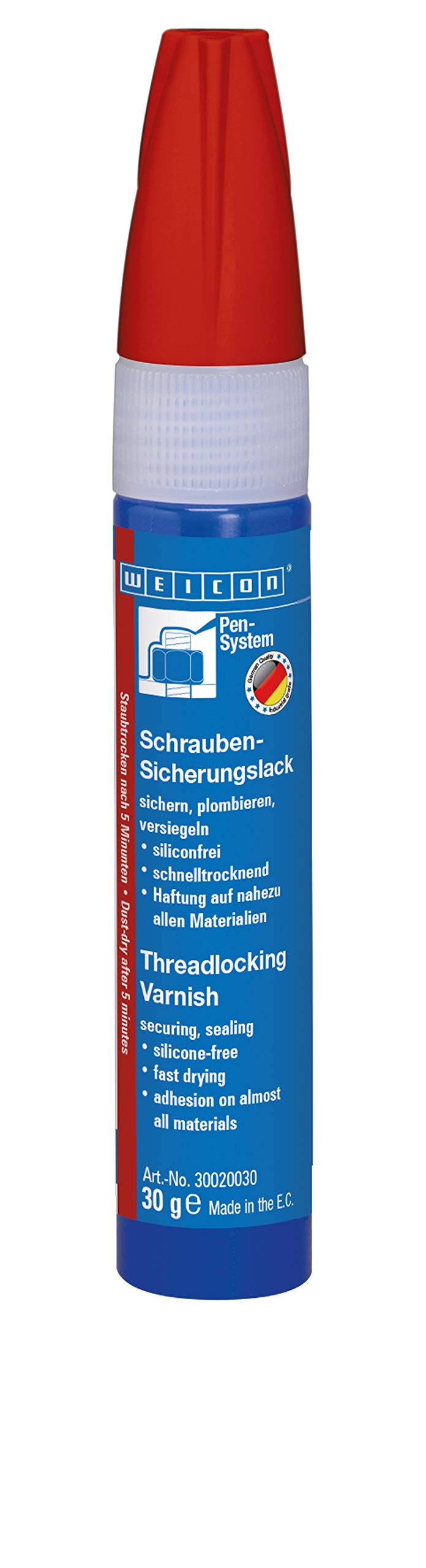 WEICON Schraubensicherungslack 30 g rot – Kennzeichnungslack