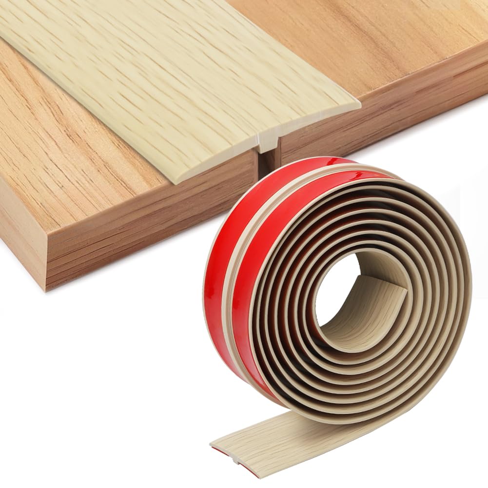 Übergangsprofil 5×300cm, T Profil Übergangsleiste Selbstklebender Türschwellen Leiste PVC Flache Spaltabdeckung für Türschwellen und Verbindungsböden von Laminatdielenfliesen (Ahornholz)