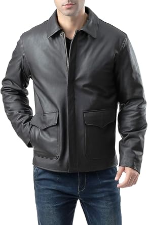Landing Leathers Men Raider Indy-Style Leather Jacket with Removable Liner Also available in Tall