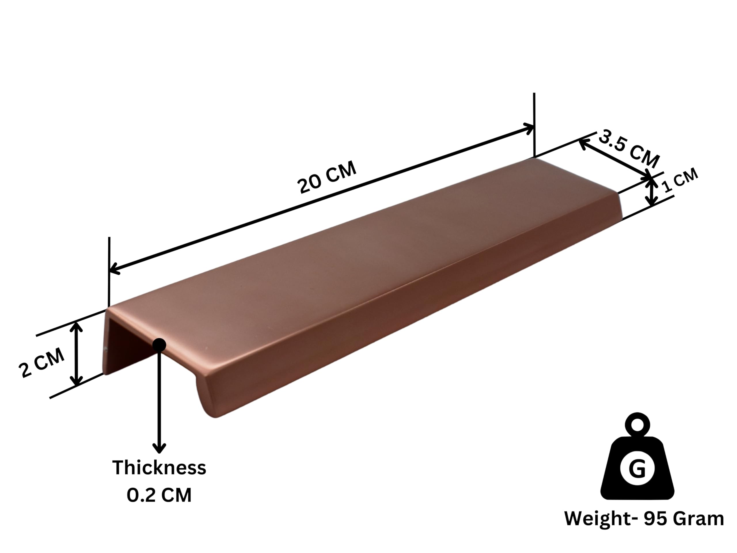 Rose Gold Aluminum Drawer Handles - Pack of 1 -3