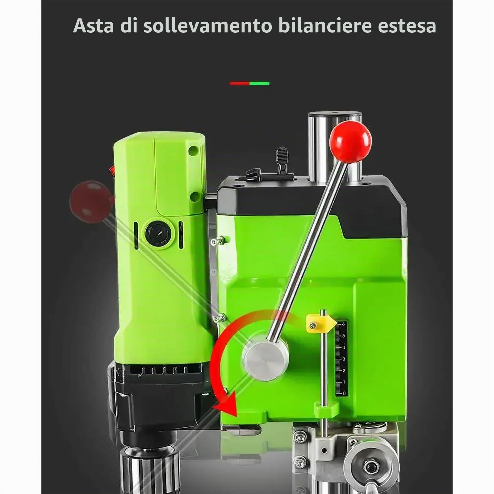 Fresatrice per Trapano da banco, Foratura da banco elettrica 1050 W, Diametro Massimo di Foratura: 16 mm, velocità del mandrino: 0-800 Giri/min, Corsa del mandrino: 60 mm,Green