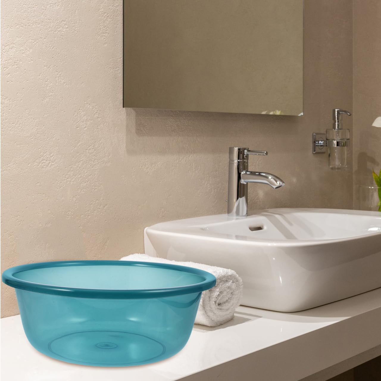 Generic Thickened Plastic Wash Basin 10.24X7.87X3.94 Inch Large Capacity Multi-Use Basin for Kitchen Washing Clothes Foot Bath and Face Cleansing - Image 2
