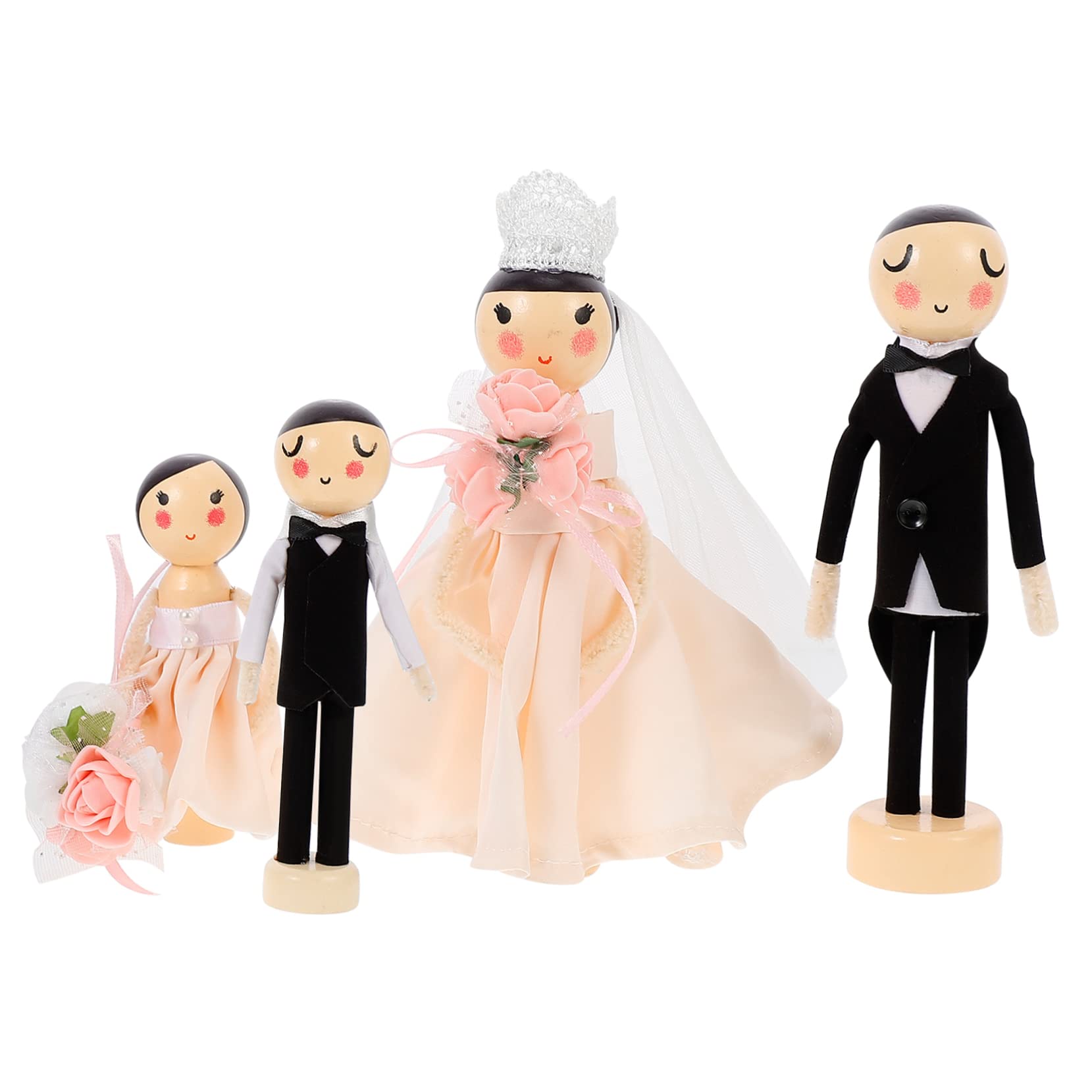 Abaodam 4stücke Holzehepaarfigur Hochzeitstorte Dekoration Set Aus Holzfiguren Für Hochzeitsfeiern Und Zimmertische