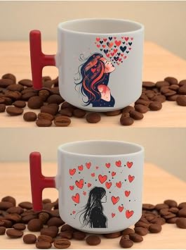 Kalpli Kad n Bask l  2li Latte Barda  - Y lba  Hediyesi, LH8726489234232352342