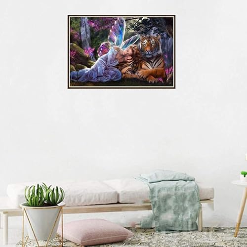 Miniatura 4 de Juego de dibujo de diamantes hecho a mano 5D con pintura de piedras preciosas con herramientas, kit de taladro completo de mariposa, hada, tigre,