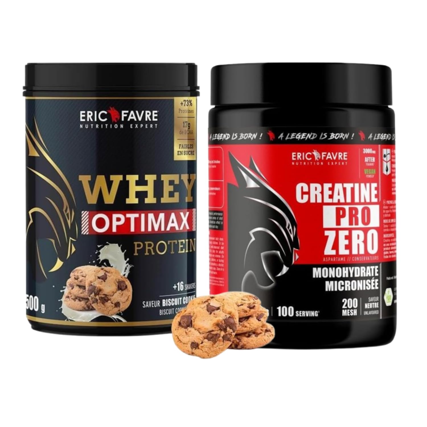 Pack Whey & Créatine – Whey Optimax 500g + Créatine Monohydrate Micronisée – Protéines 74% + Créatine Pure – Avant & Après Entraînement – Musculation & Performance - Eric Favre