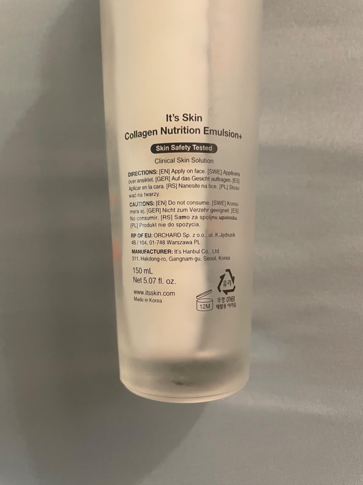 It'S SKIN Collagen Nutrition Emulsion - Marine Collagen Volume & Firming Facial Lotion, Intense Revitalizing & Elasticity for Rough and Aging Skin, 5.07 fl.oz