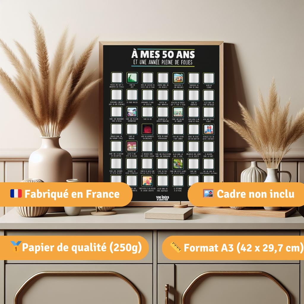 Affiche à Gratter Anniversaire 50 ans - Cadeau Original