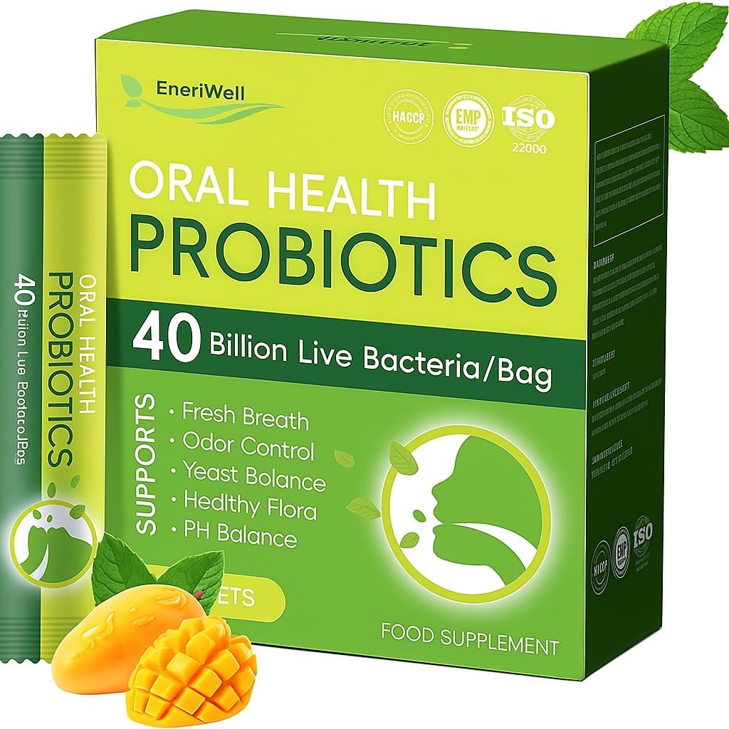 Oral Probiotics for Extreme Bad Breath Treatment, Gum Health probiotic and prebiotics, Oral Health Probiotics for Women and Men, Fresh Breath and Gut Health for Adults, Travel Probiotic 30 Packets