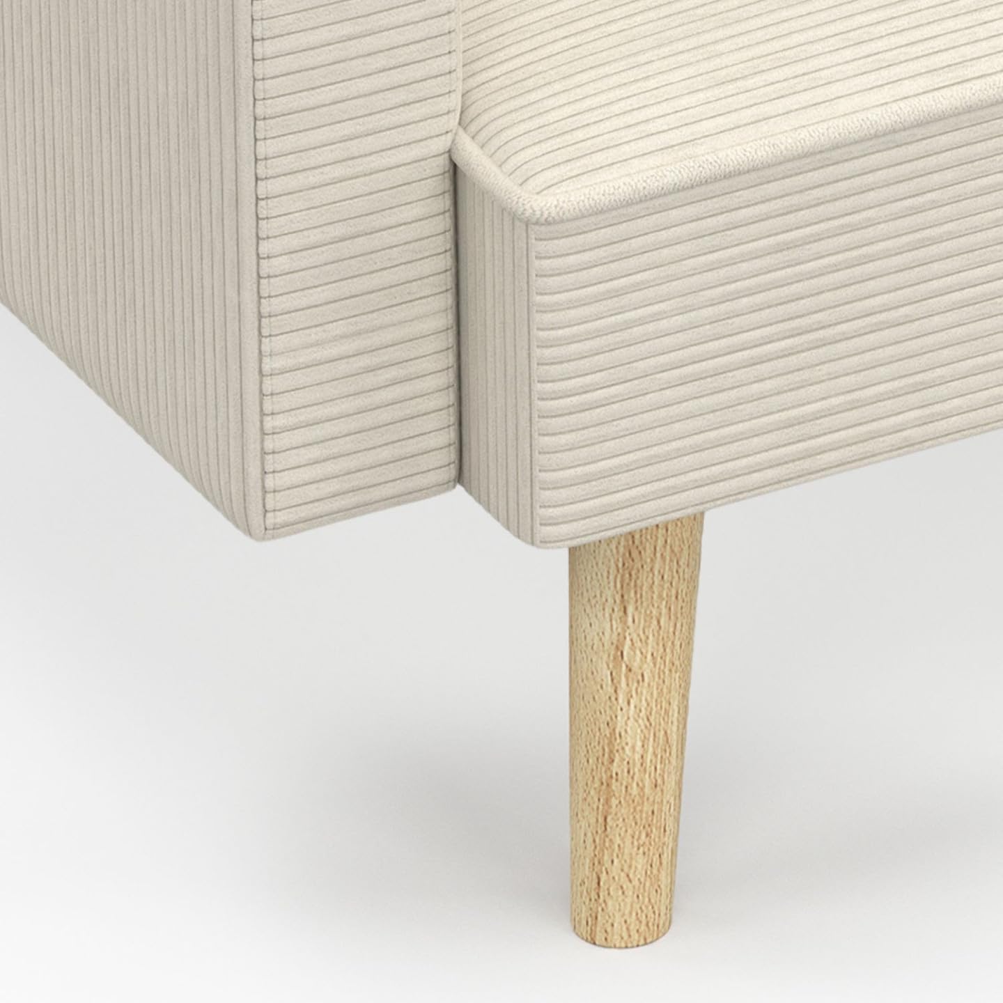 IDMarket - Sofá cama escandinavo recto LARS de 3 plazas de pana beige