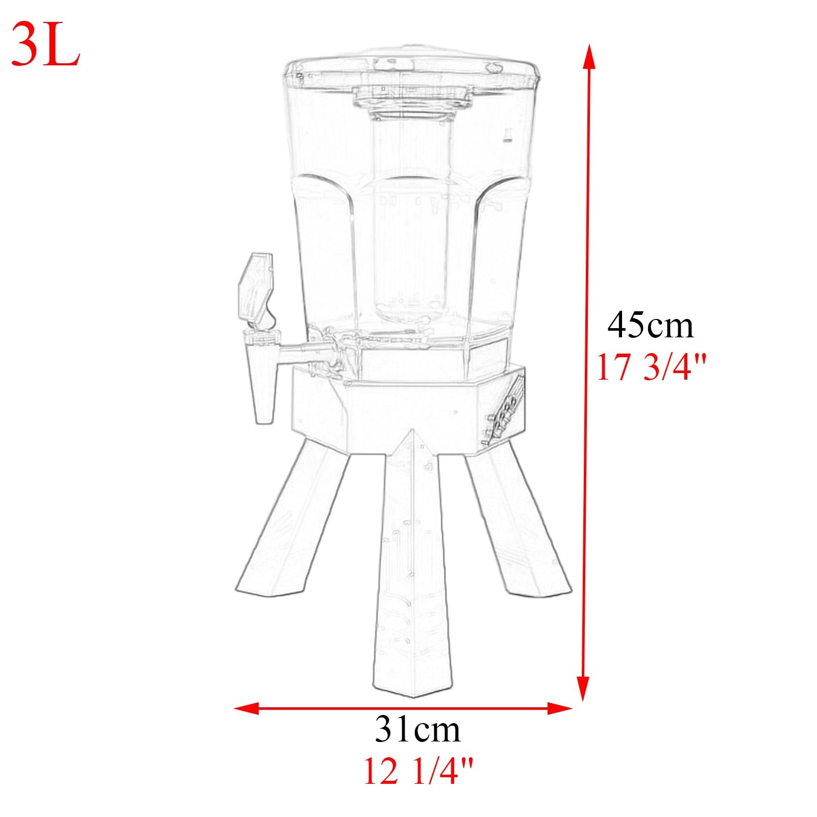 UrbanUp Spillatore Birra da Casa Torre di Distribuzione di Alcolici Luminosa per Picnic, Portatile, Frigorifero per Bevande da 3 Litri per Limonata/Vino, Distributore di Birra(Red)
