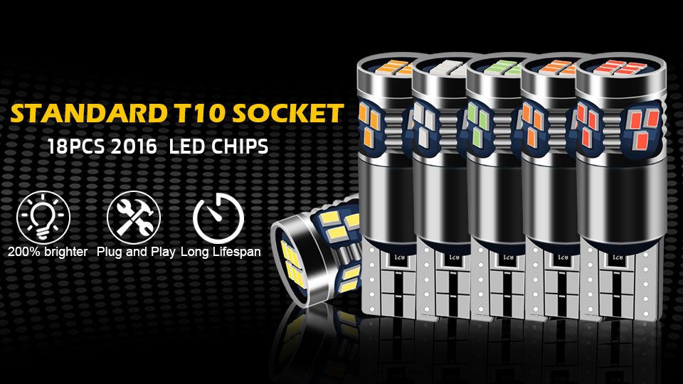 Qasim Lot De 4 Ampoules LED T10 W5W Glace Bleue Canbus Sans Erreur - 18 SMD Super Lumineuses Pour Éclairage Intérieur Voiture, Feux De Position, Plaque, 501 194 168