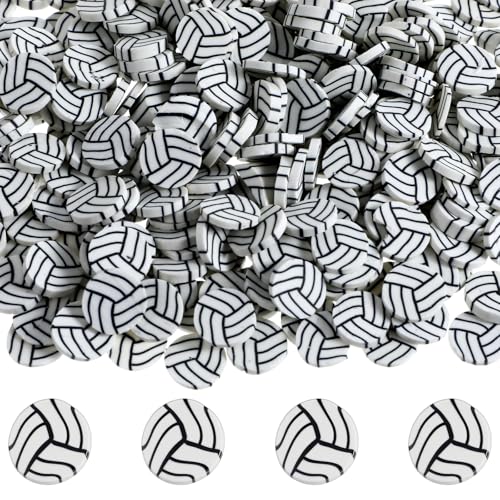 50g Mini Volleyball Polymer Clay Slices Sports Polymer Clay Cutters Tiny Clays Volleyball Pieces Sports Sprinkles Ball for Jewelry Making Nail Art DIY Craft Earrings Sporty Decor