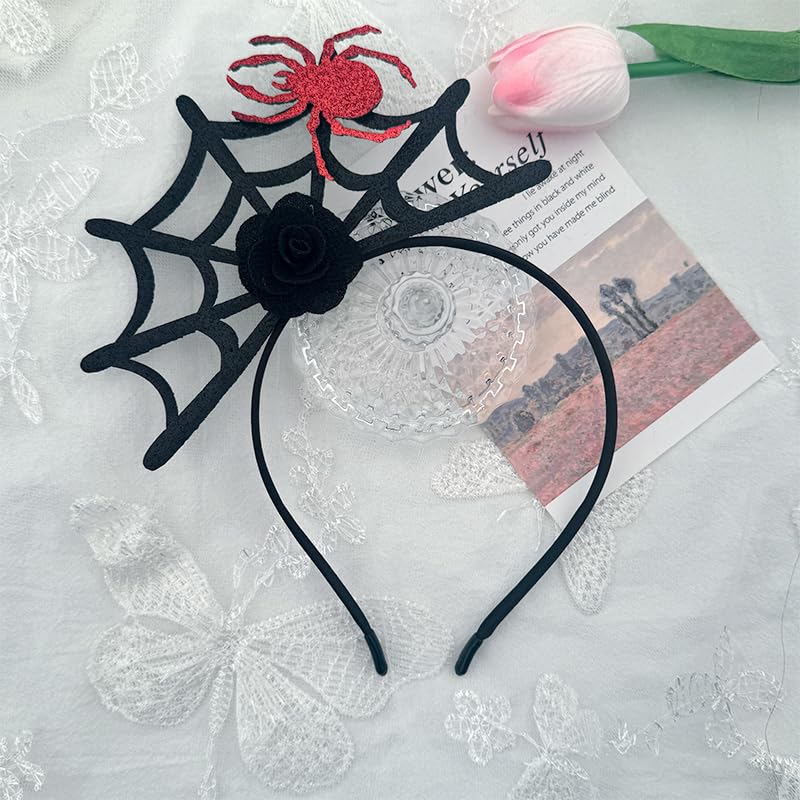 Guqqeuc Spider Headband Black Spider Web Headband for Women Spiders Hairband Cosplay Spider Halloween Costume for Women Spider Halloween Hair Accessories Spiderweb Headbands for Party - Image 2