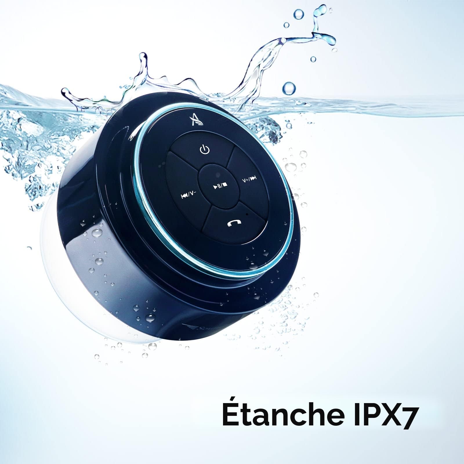 Xleader Mini Enceinte Bluetooth Salle De Bain IPX7 Certified Waterproof Enceinte Portable Bluetooth Speaker avec Micro Et Ventouse pour La Salle De Bain,Cadeaux électroniques pour Homme Femme