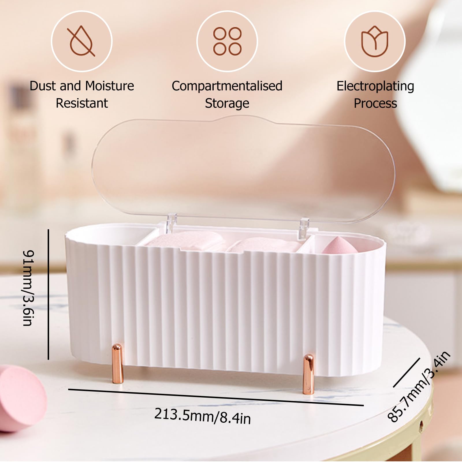 3 Porta Cotton Fioc Per Bagno - Con Coperchio, Per Dischetti Struccanti E Accessori - Foto 8