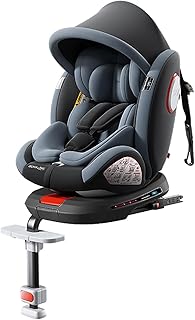 Veitoalioy Baby Car Seat with One-Touch Rotation, Adjustable and Easy to Install Infant Carrier, Forward Facing and Rear Facing Carriers with one-Hand Rotation Feature (Grey with Pedal Stand)