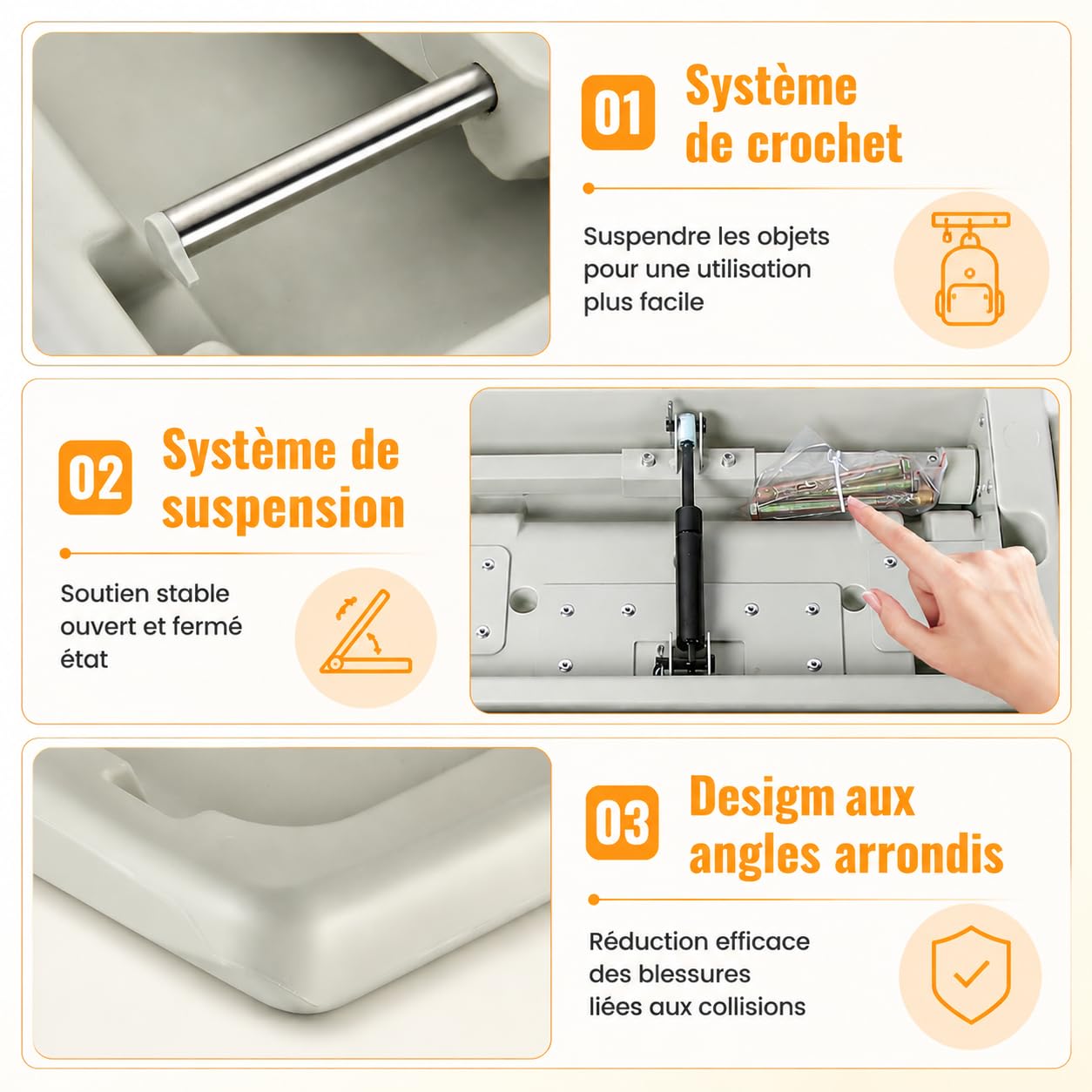 Station à langer murale commerciale, table à langer pliable pour salle de bain publique avec sangle de sécurité réglable, crochets double face et boîtes de rangement pliables