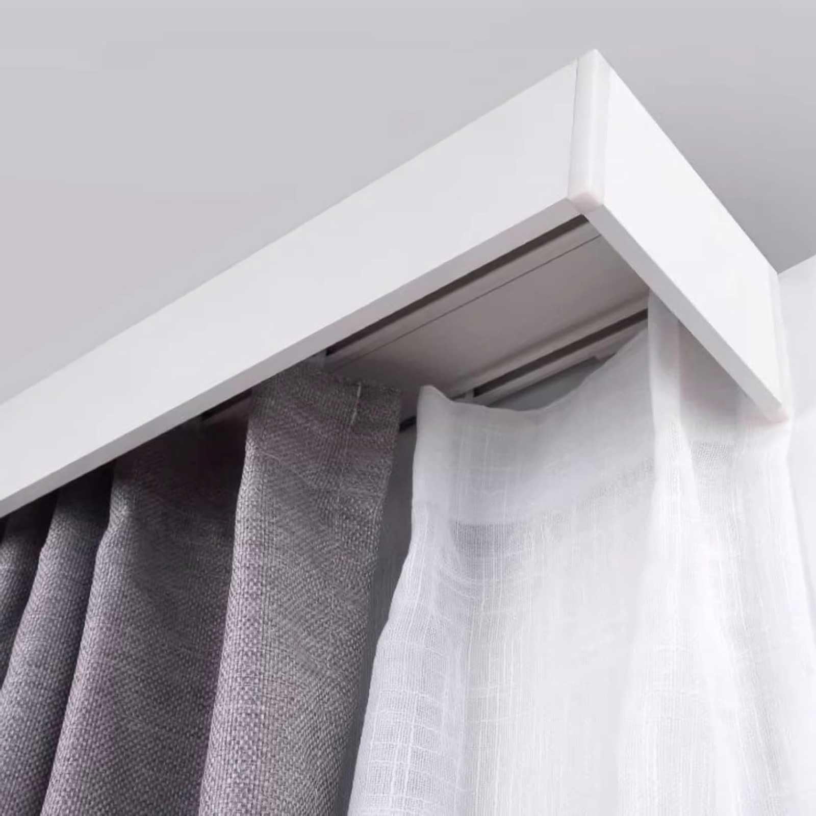 Curtain Conjoined Double Track (3.2-9.8 Ft), Ceiling Mounting Heavy-Duty Curtain Rails For Living Room Bedroom Room Divider(White,2.40 M/7.8ft