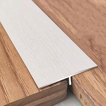 Self-Adhesive Threshold Transition Strip, T-Mold Flat Divider Strip for Laminate to Tile, Aluminum Floor Transition Strip Doorway Edge Trim 35 Inch, Wood Grain DesignWhite Maple