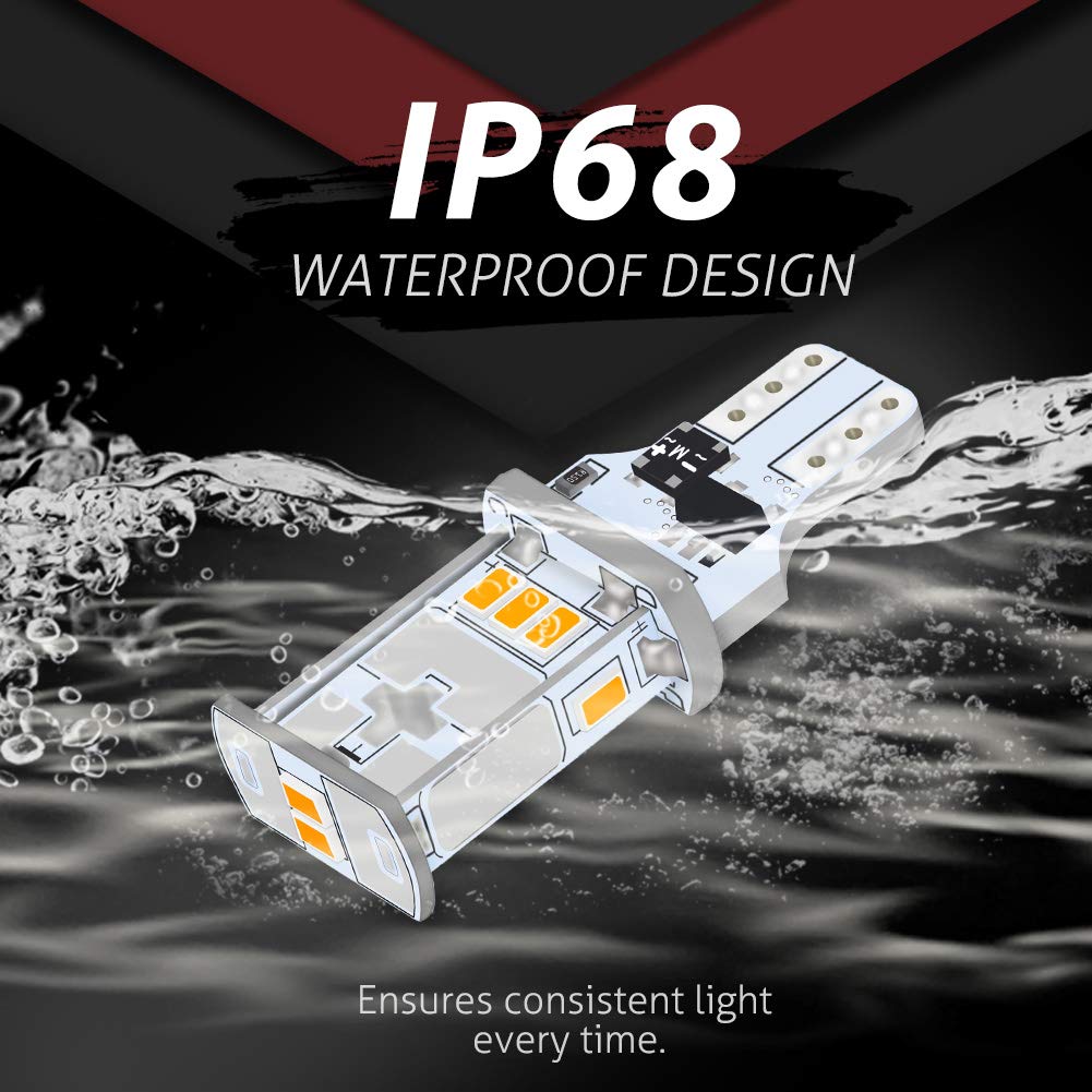 T15 W16W Lampadine LED Halogen Yellow 4300K 1800LM 10 pezzi 3020SMD Chipset CanBus Senza Errori per Luce Freno Auto Luce di Retromarcia Luce Parcheggio Lampadine per Esterni Auto - (10 Pezzi)