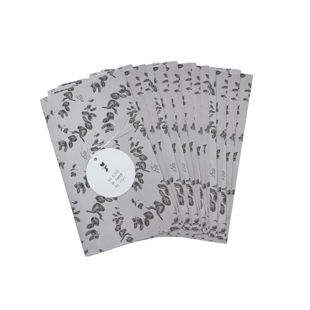 24 x Sheets of Eucalyptus Wrapping Paper & Tags - Botanical Recyclable Gift Wrap Sheets & Matching Gift Tags for Birthdays, Celebrations & Christmas