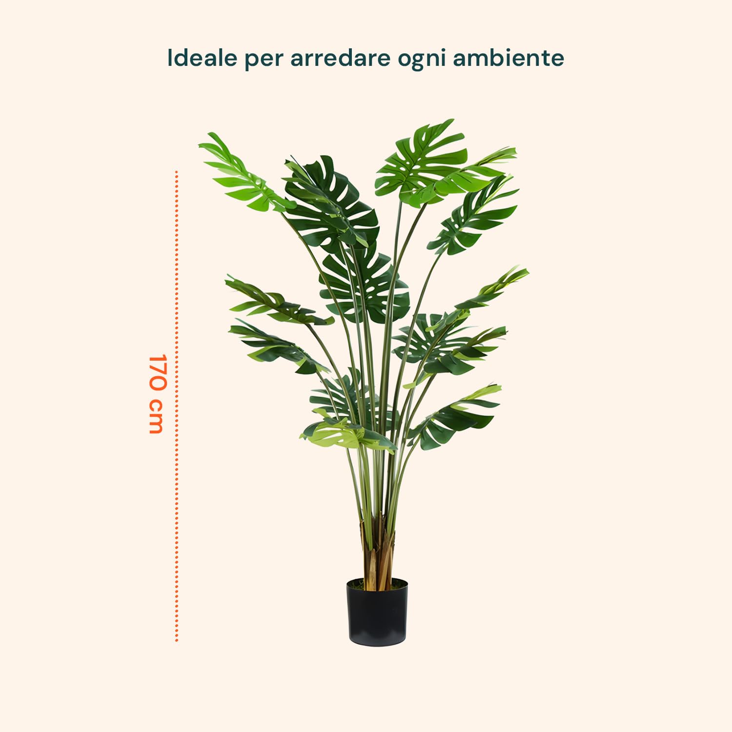 Avilia Künstliche Monstera-Pflanze mit 16 Blättern, 170 cm, Topf mit natürlichem Moos, perfekt für Innenräume, große Kunstpflanze für Wohnzimmer, realistische Zimmerpflanze
