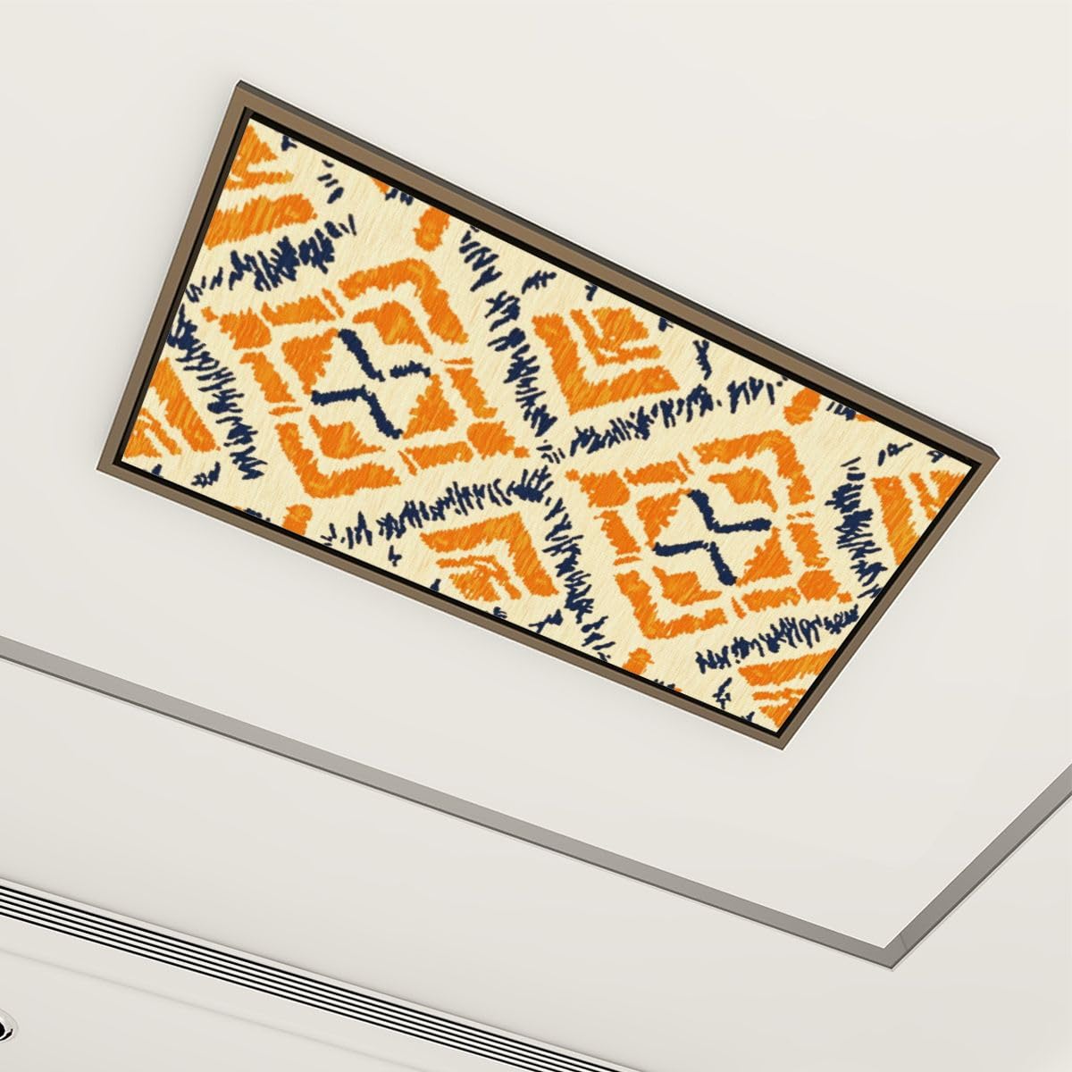 4 Pack Fluorescent Light Covers for Ceiling Lights Beautiful Ethnic abstract art Seamless Kasuri pattern tribal folk Decorative Magnetic Fluorescent