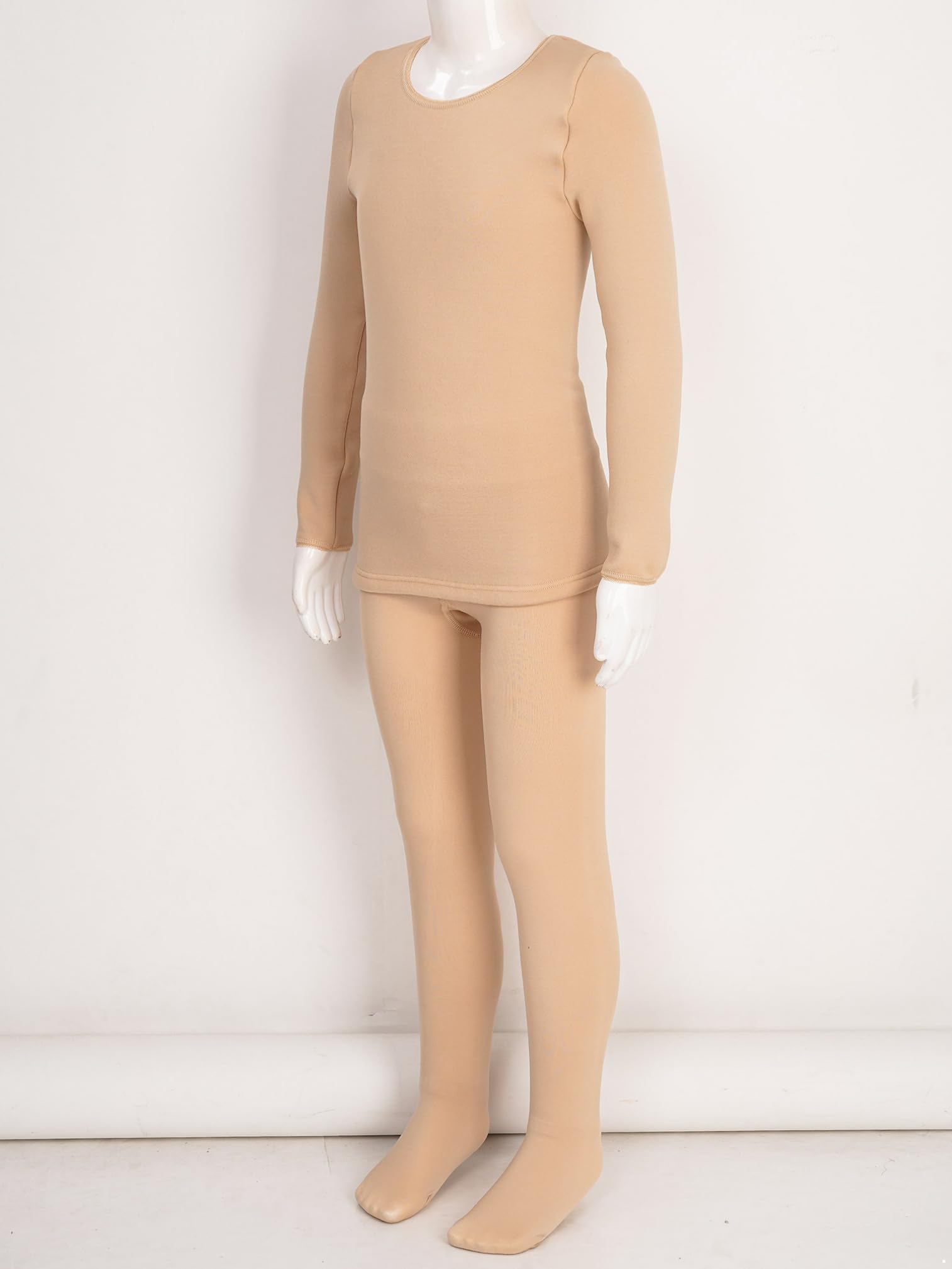 ranrann Enfant Fille Ensemble Thermique Chaud sous-vêtement Polaire Maillot Manches Longues Bas Thermique Hiver 1-14 Ans