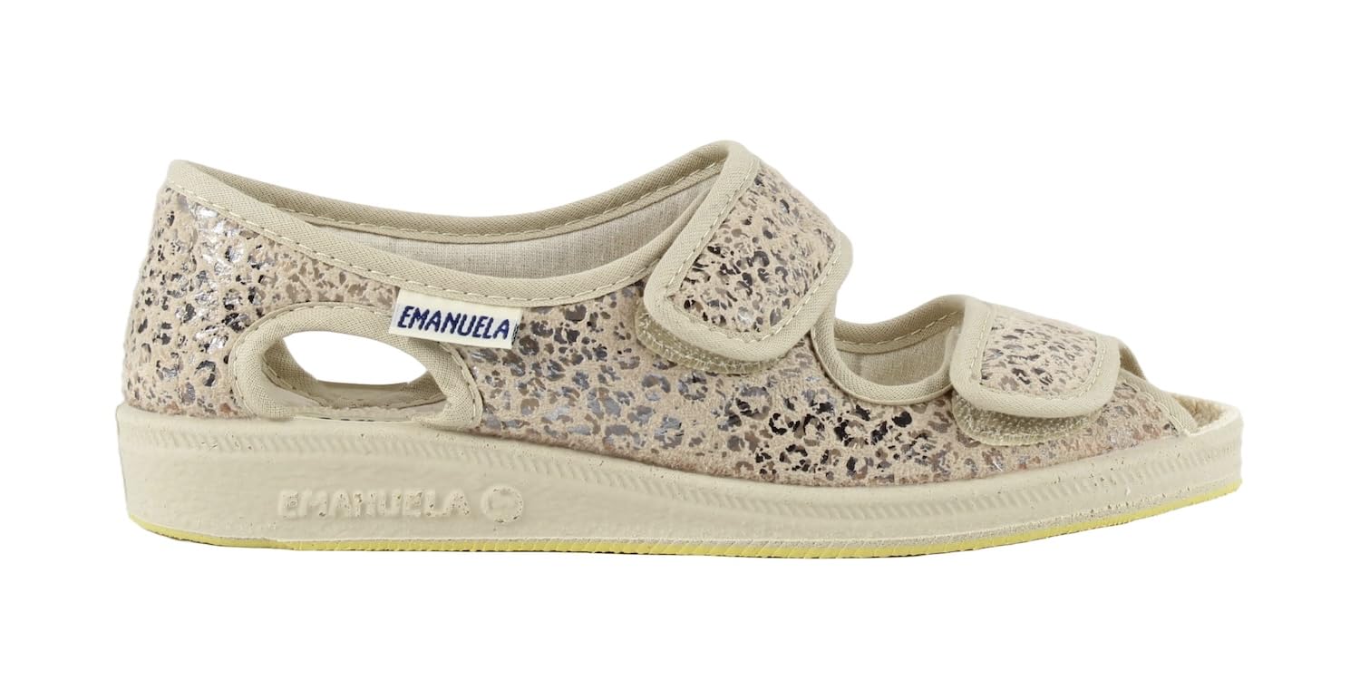 EMANUELA 667 Beige Cecile Scarpa Sandalo Donna Doppio Strappo Lavabili in Lavatrice A 30 Gradi