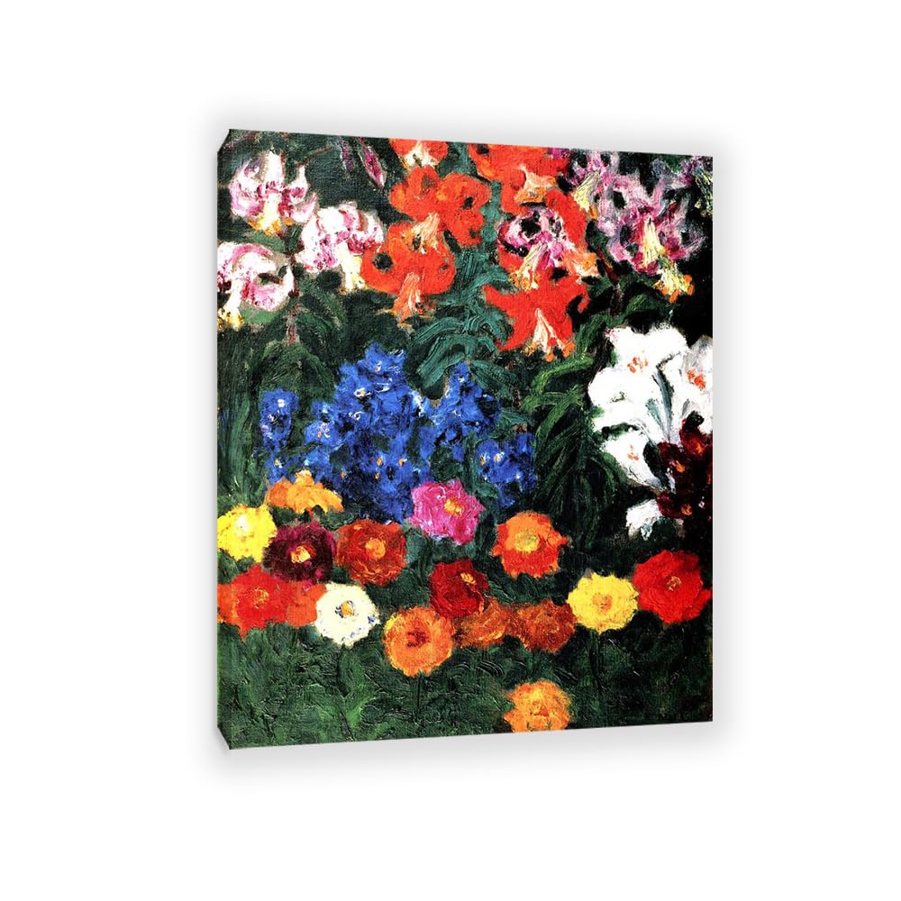 Zinnien und Lilien Poster & kunstdrucke emil nolde Blumen Leinwanddruck Expressionismus Kunst große Wandbilder bilder für wohnzimmer Schlafzimmer 40x30cm Frame